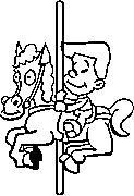 child riding carousel summer coloring printable