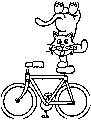 cat doing tricks on bike kids summer coloring page
