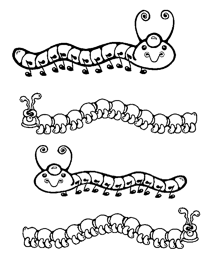 Caterpillar Coloring Printables for Kids - Plus Worms Coloring Pages