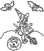 girl dressed up as witch for halloween coloring picture