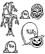 scary graveyard coloring picture for halloween