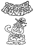 pumpkin black cat coloring page for kids