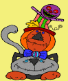 pumpkin sitting on cat coloring page