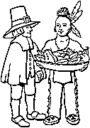 pilgrim and indian coloring page for kids