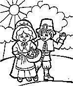 Thanksgiving pilgrim coloring page